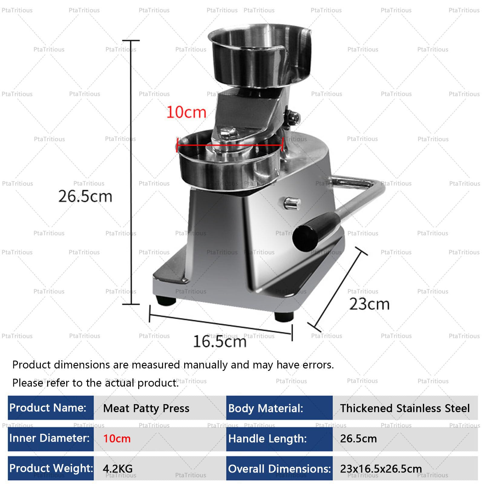 Professionelle Hamburgerpresse, Burgerpresse, Hamburgerformmaschine 10cm