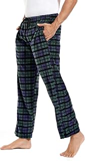 DG Hill 1Pack or 3Pack Mens PJ Pajama Pants Bottoms Fleece Lounge Pants Sleepwear Plaid PJs with Pockets Microfleece