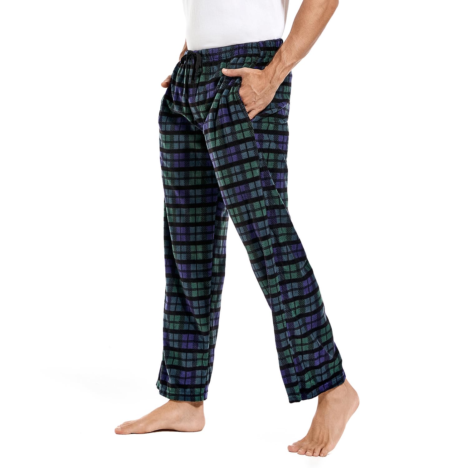 DG Hill 1Pack or 3Pack Mens PJ Pajama Pants Bottoms Fleece Lounge Pants Sleepwear Plaid PJs with Pockets Microfleece