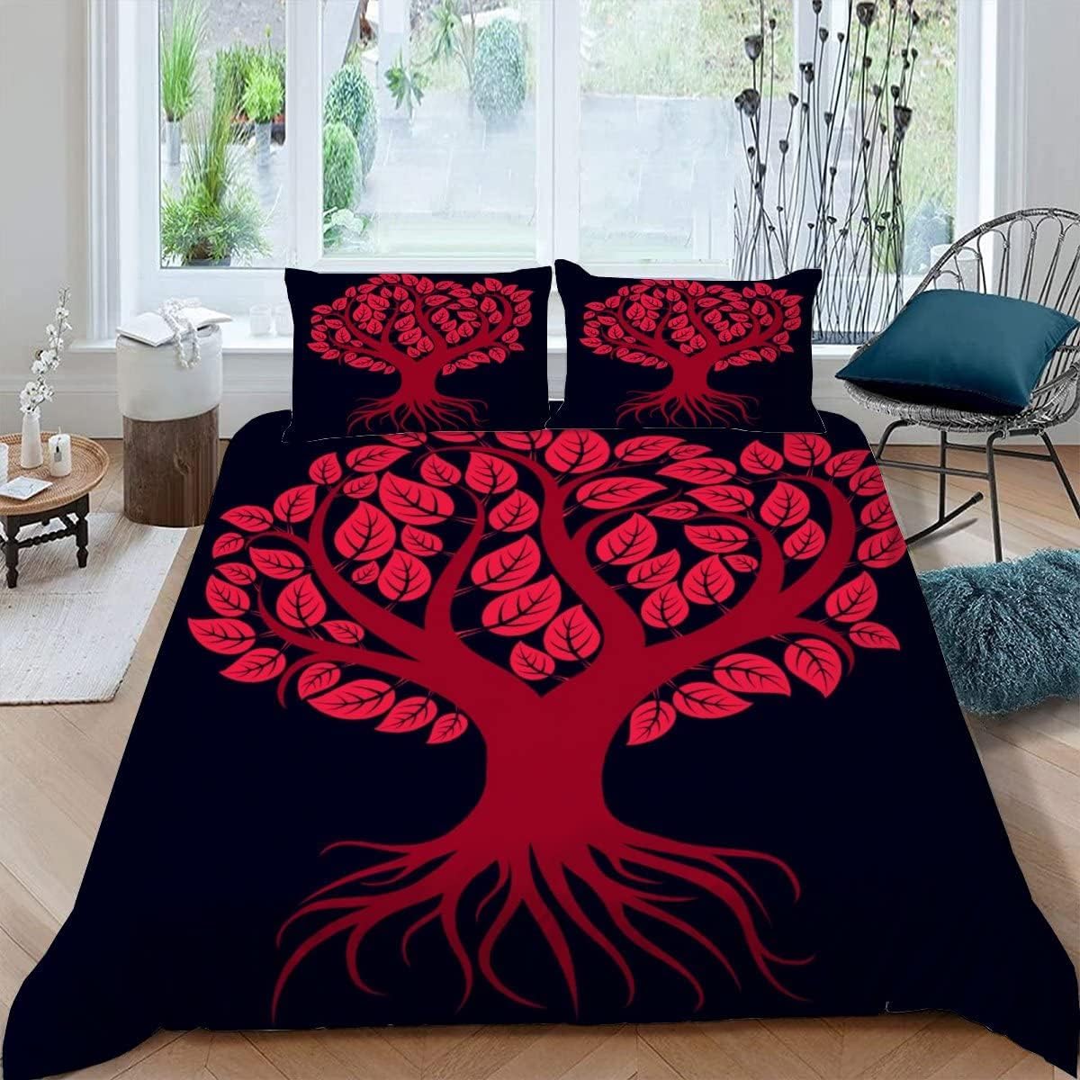 Housse de couette plante 3D parure de lit 260x230 pour literie ado et adulte