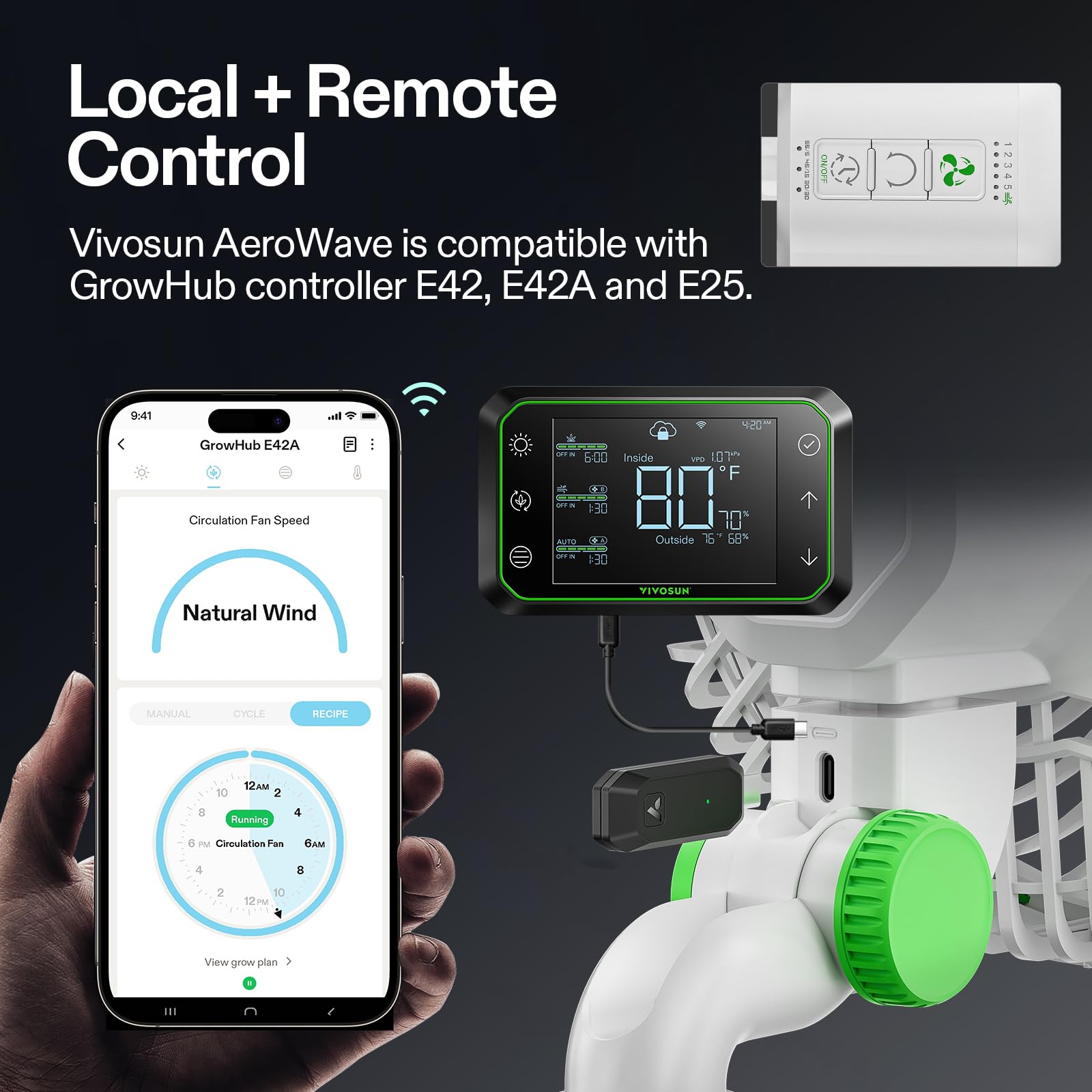 VIVOSUN Ventilateur de Culture Oscillant, Ventilateur à Pince 150mm, Contrôle Par APP Wi-Fi Intelligent, 10 Vitesses & 2 Modes, Circulateur d'Air pour Tente de Culture, Minuterie, IP54, Blanc