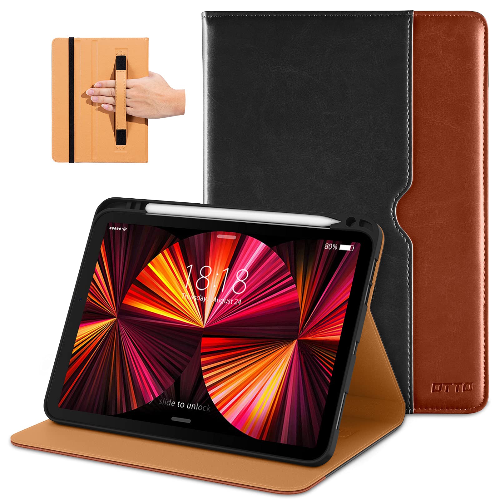 Echte Leder Hülle Für IPad Pro 11 Zoll (1.-4. Gen 2018-2022) – Mit Auto Sleep/Wake, Grau
