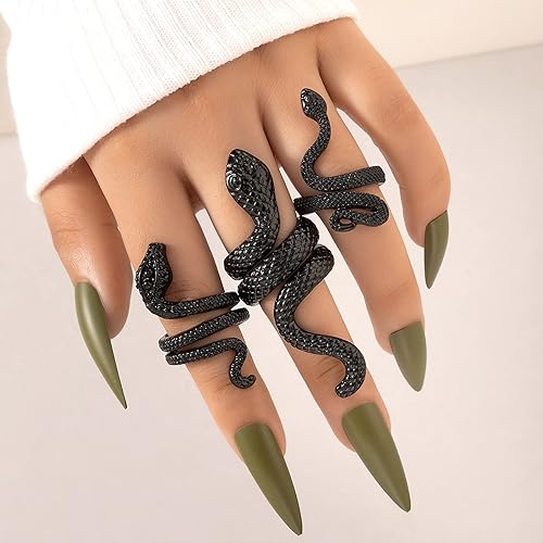 Miniatura 2 de Long tiantian Anillo de serpiente ajustable de plata con circonita cúbica, anillos de serpiente abiertos para mujeres, adolescentes y niñas