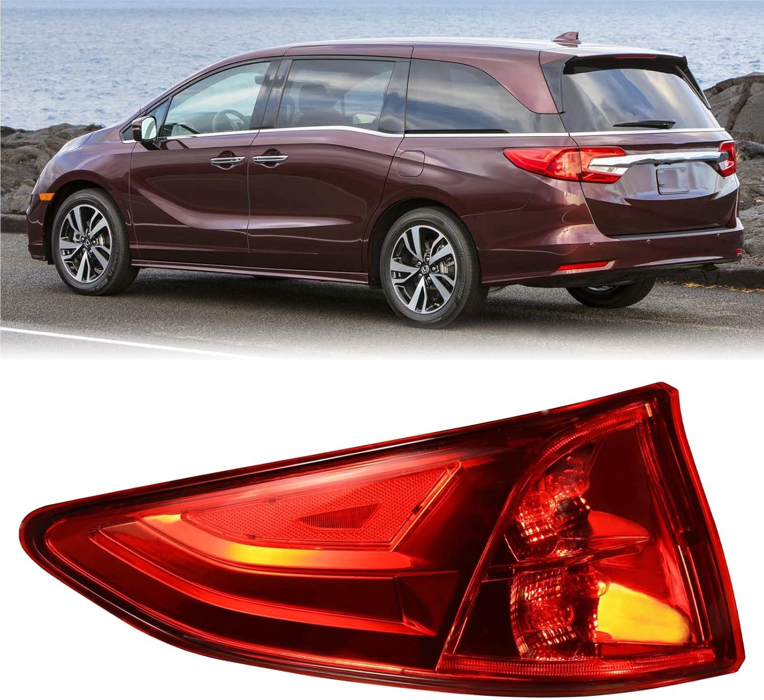 Boine Left Driver Side Tail Light Compatible With 2018 2019 2020 2021 2022 2023 Honda Odyssey Rear Light Brake Lamps Include Bulb Replaces HO2804115 33550-THR-A01 (Left Driver Side)