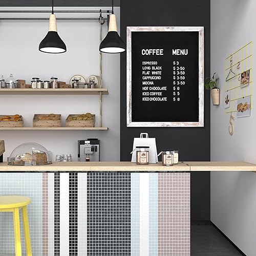 Miniatura 3 de Tablero grande de letras de fieltro negro, tablero de letras intercambiable de 24 x 30 pulgadas con letras, números y símbolos, marco de madera,