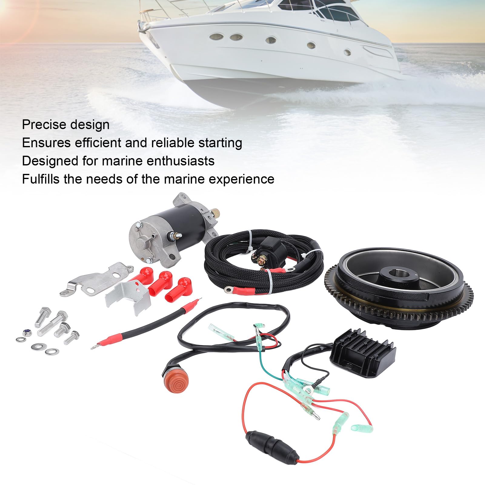 Kit di Avviamento per Motore Fuoribordo Sostituzione Durevole Dell'avviamento Elettrico per Motore Fuoribordo a 4 Tempi 20 per Appassionati di Alluminio, Ferro, Plastica, Gomma