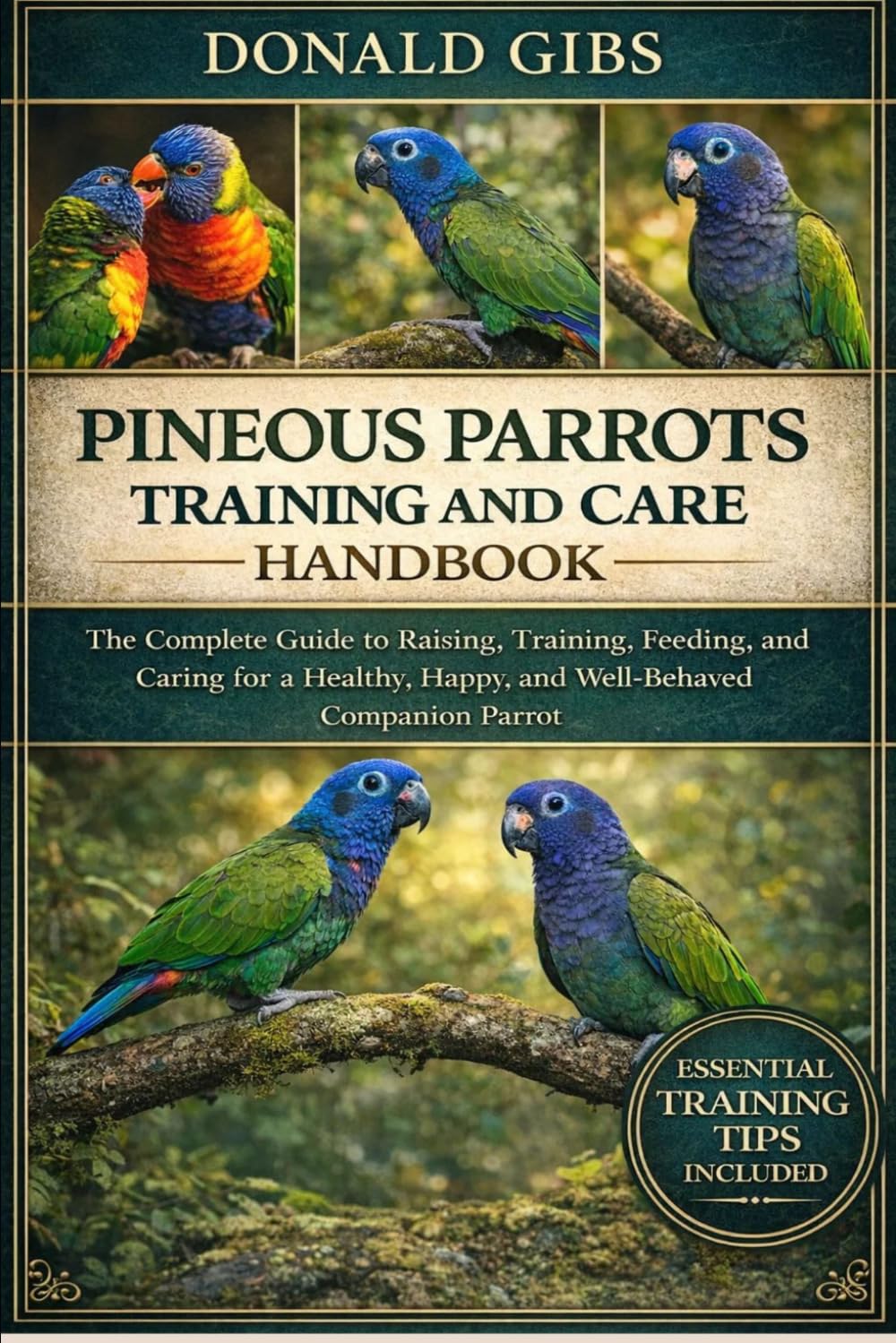 PINOUS PARROTS TRAINING AND CARE HANDBOOK: The Complete Guide to Raising, Training, Feeding, and Caring for a Healthy, Happy, and Well-Behaved Companion Parrot.