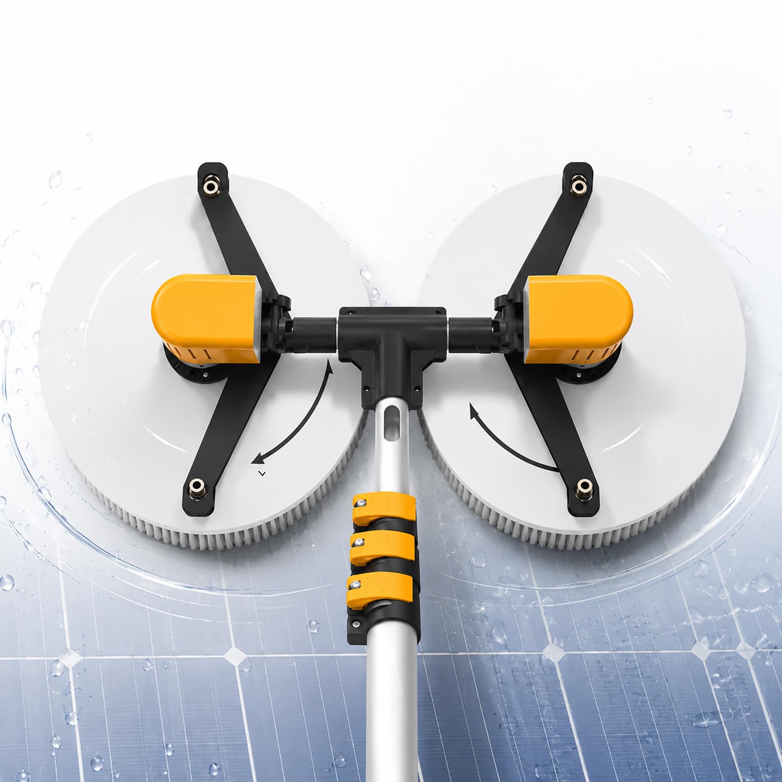 vnmudzeo Dual Head Electric Photovoltaic Panel Cleaner – 300W Brushless Motor Solar Panel Cleaning Brush with 65cm Cleaning Width 5.5m(18ft)