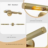 Vista 5 de Luz de cuadro roscada de cableado fijo, luz de cuadro de latón de 24 pulgadas para pared, luces de arte doradas regulables, aplique giratorio