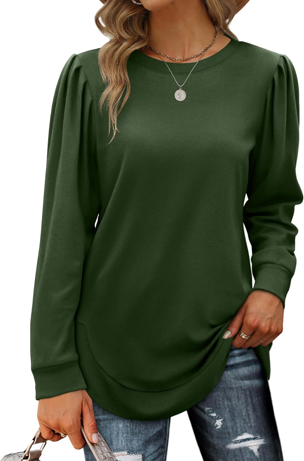 OFEEFAN Womens Plus Size Sweatshirts Long Sleeve Tunic Shirts