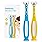 Frida Baby Triple-Angle Toothhugger Training Toddler Toothbrush | Toddler Toothbrush 2 Years and Up, Cleans All Sides at Once | 2 Pack (Yellow + Blue)