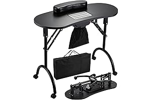 Professional Nail Vanity Desk for Salon & Home, Foldable & Portable Manicure...