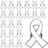 25/50/100/200 pieces White Ribbon Pin White Ribbon Brooches Enamel lapel Pins Lung Cancer Bone Cancer Awareness Blindness Victims of Terrorism and Adoption Awareness Pins badge Charity fundraising bulk