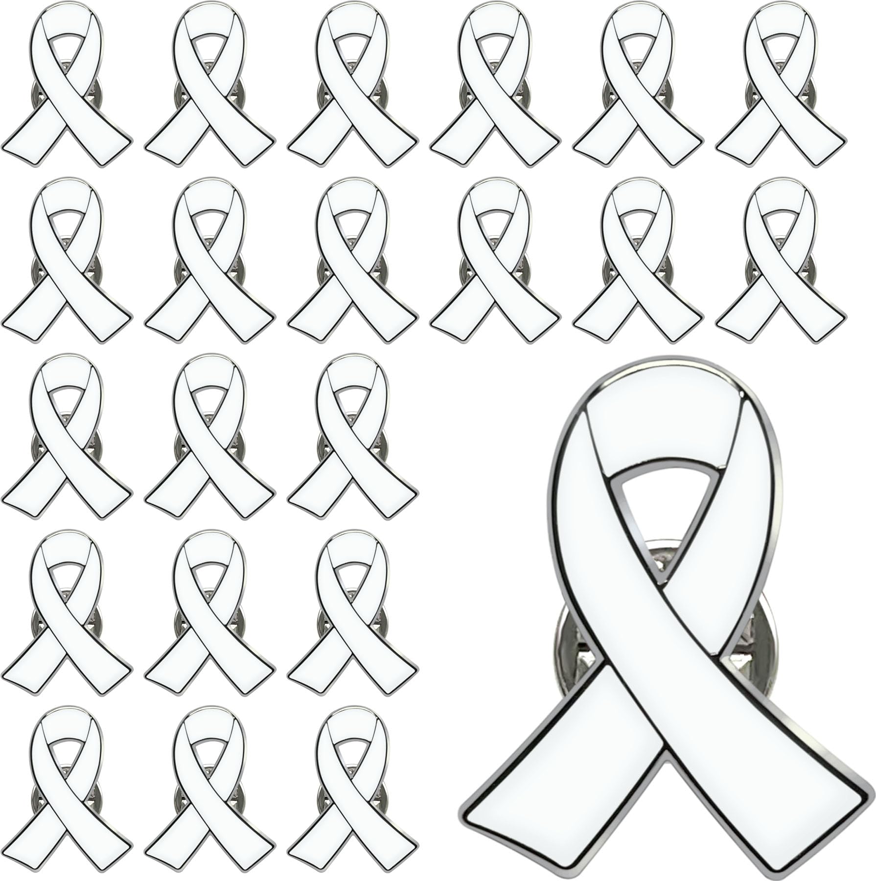 25/50/100/200 pieces White Ribbon Pin White Ribbon Brooches Enamel lapel Pins Lung Cancer Bone Cancer Awareness Blindness Victims of Terrorism and