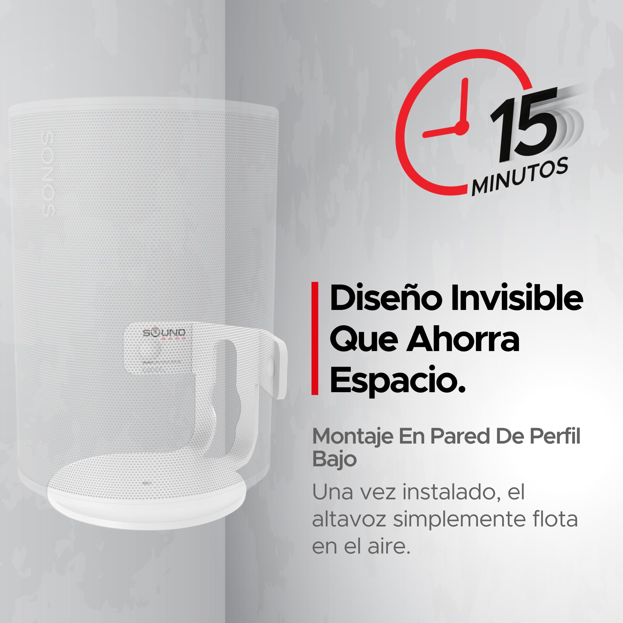 Sound bass Soporte de Esquina para Pared ERA 100 - Perfil Bajo, Blanco, Individual (1 ud), Completo con Todos los Accesorios de Montaje, Compatible con Altavoz Sonos ERA100 & ERA 100 SL
