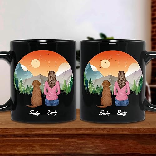 Miniatura 9 de Taza personalizada de perro (niña, 4 perros), taza personalizada de 11 onzas y 15 onzas con avatares, nombres, razas de perros, taza de mamá de