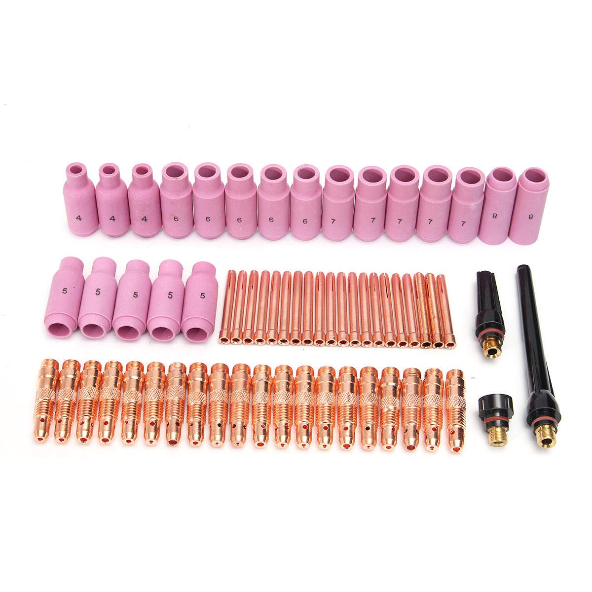 KingLan 63 Unids TIG Collets Cuerpo Detrás De La Tapa Fit TIG Solta De Soldadura Consumibles Wp17 18 26 63Pk