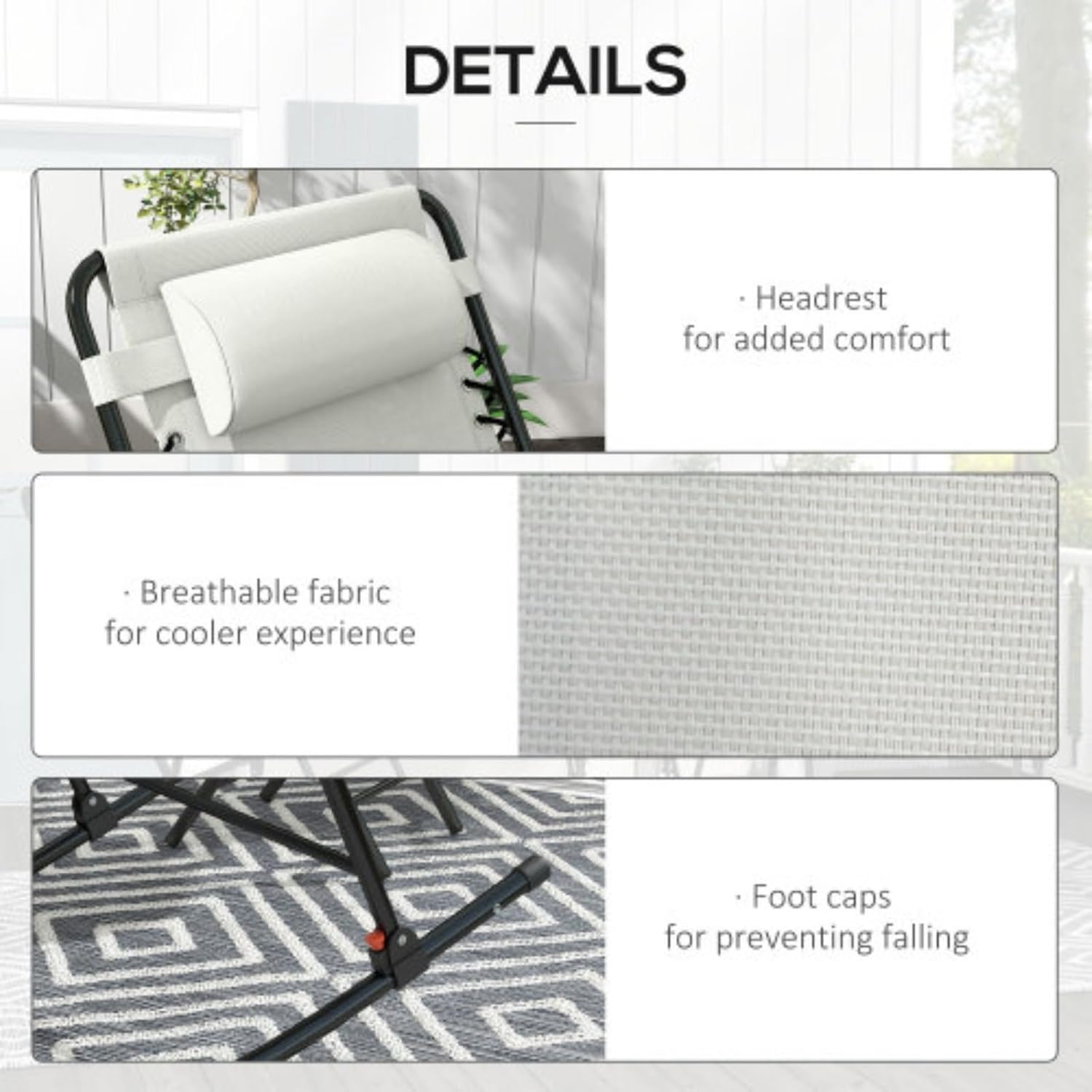 Outdoor Wooden Rocking Chair Set of 2, Lounge Chair, Patio Folding Lawn Rocking Chair Set with Headrest for Garden, Patio, Balcony