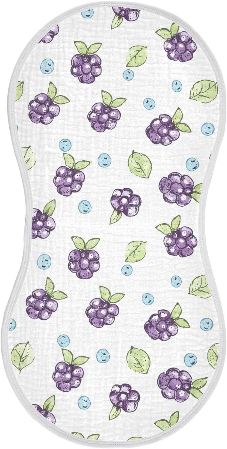 vvfelixl Purple Berry Burp Cloths for Baby Boy Girls Baby Washcloths Burp Rags 1 Pack