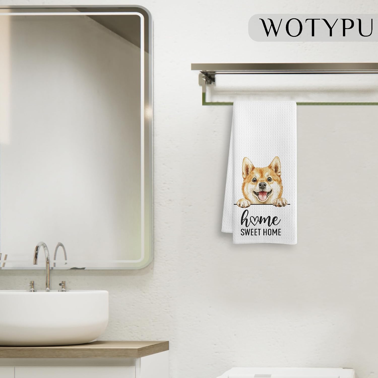 Shiba Inu Gifts Kitchen Towels, Gifts for Dog Lovers Dish Tea Towels, Dog Mom Dad Gift Decorative Hand Towel for Bathroom, Home Sweet Home Decor, 16x24 Inch image 5