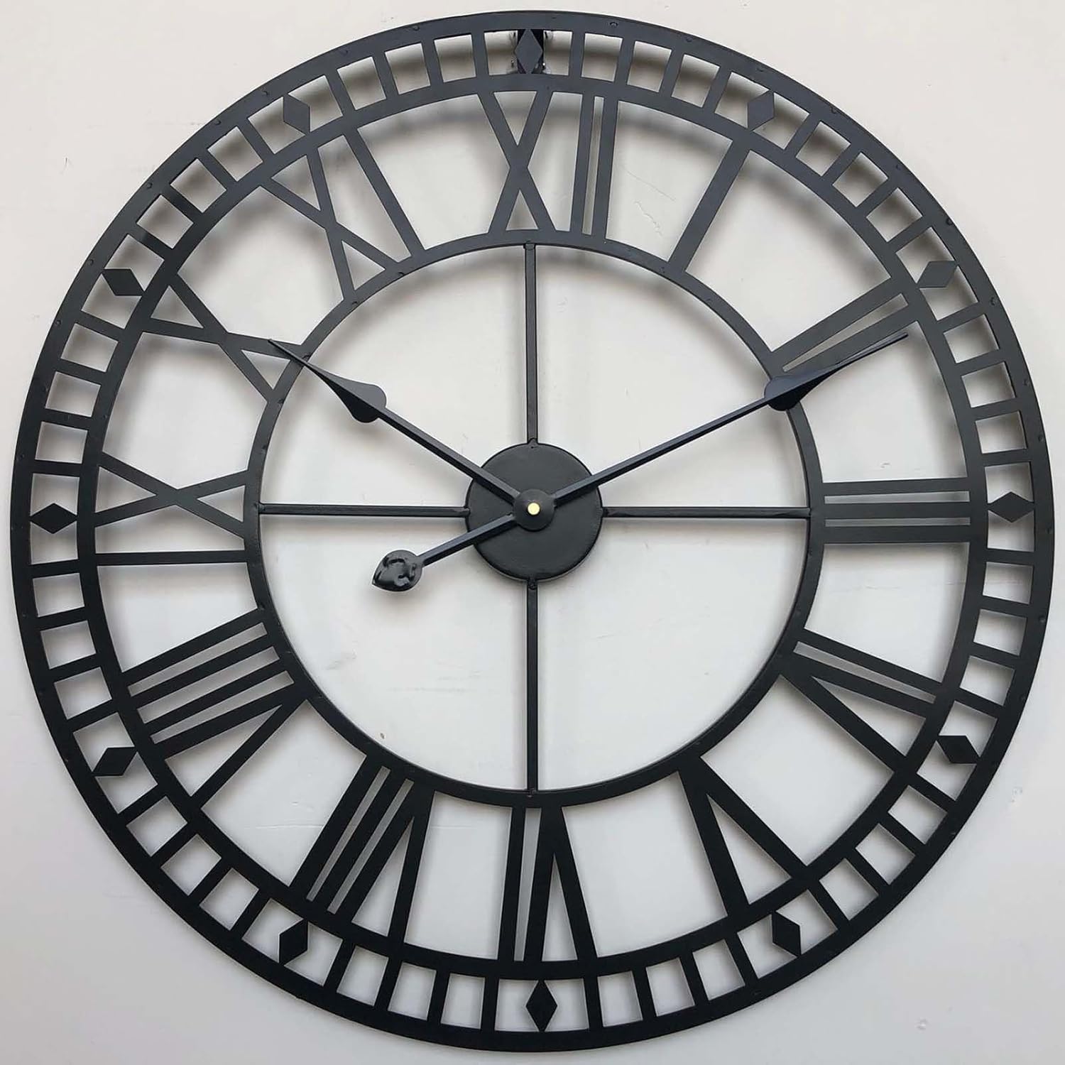 24 Inch Large Outdoor Clock, Large Vintage Cast Iron Wrought Garden Wall Mounted Clock Silent NonTicking Roman Numerals Wall Clocks, Indoor Outdoor Metal Clock for Home Decor,60cm/24inch