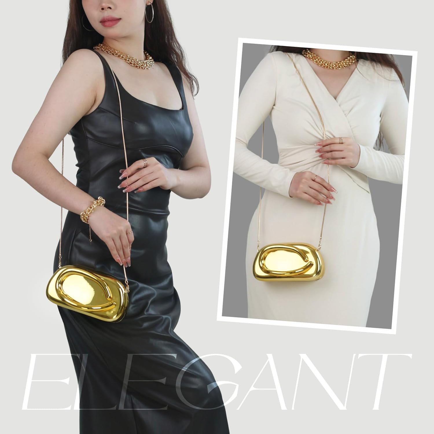 Acrylic Clutch Purse for Women,Unique Trendy Metal Handle Evening Bag for Wedding Party Formal Prom - Image 6