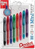 RSVP Mini Ballpoint Pen, (1.0mm) Medium Line, Assorted Ink Colors, w/Key Ring, 8 Pack