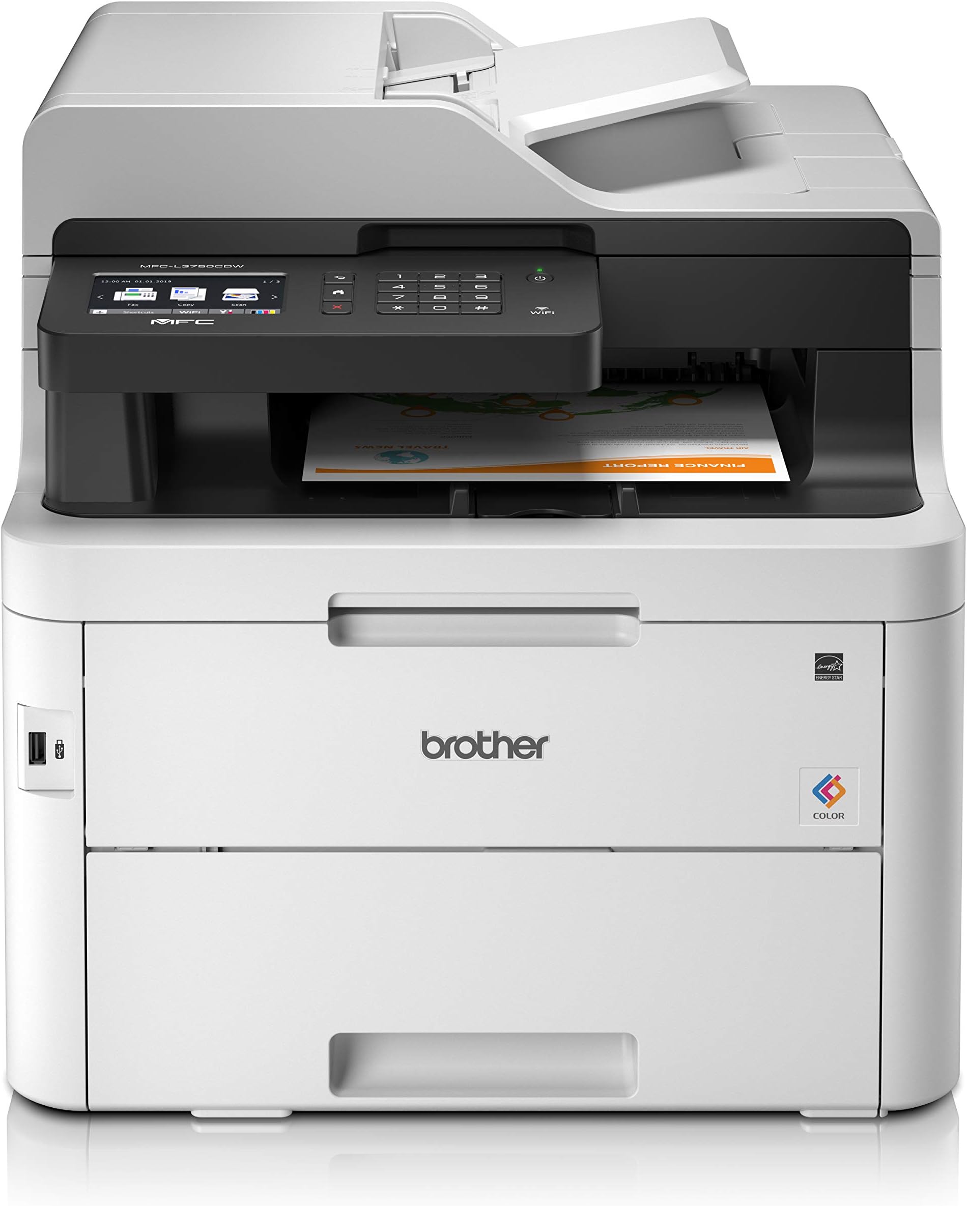 Brother MFC-L3750CDW Colour Laser Printer - All-in-One, Wireless/USB 2.0, Printer/Scanner/Copier/Fax Machine, 2 Sided Printing, A4 Printer, Small Office/Home Office Printer