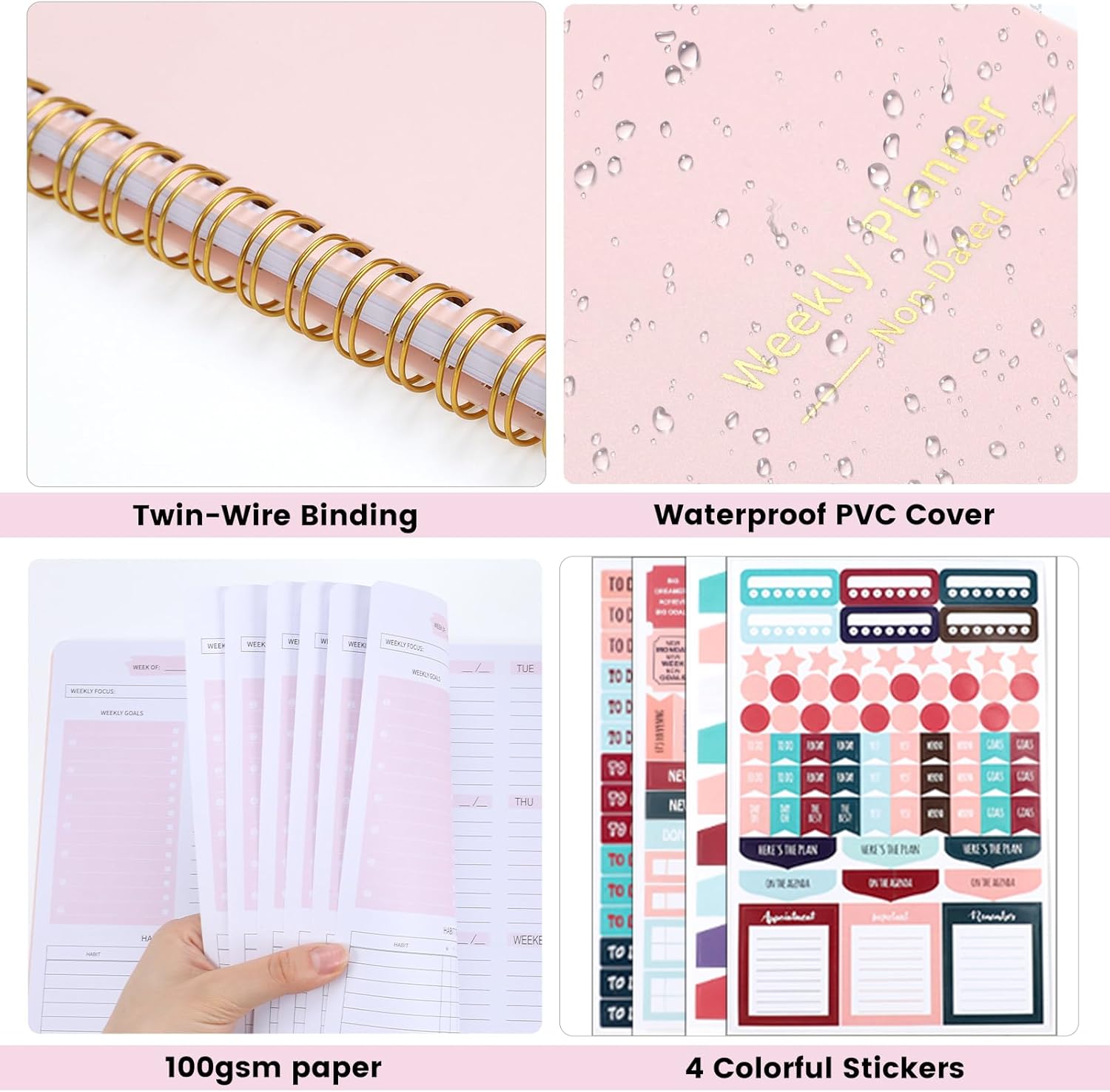 To Do List Notebook, A5 Weekly Planner Undated, Planning Pad Checklist Productivity Organizer 52 Pages for Students, Work, Fitness(Pink) 5 71m8nEei7CL. AC SL1500