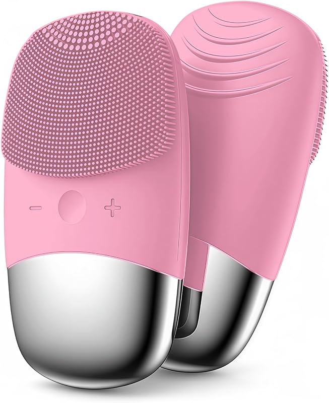 Escova elétrica de silicone para limpeza facial MEGAN MGFCB0102, recarregável via USB, IPX7, rosa