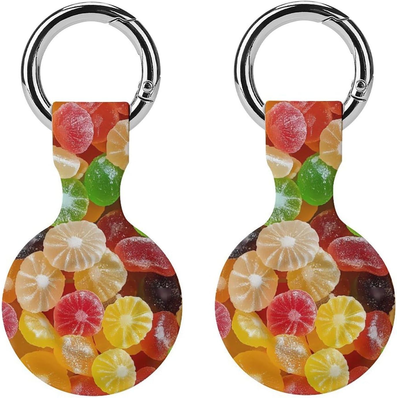 Gummy Fruit Candy Funny Cover Compatible with AirTag Case Protector GPS Tracker Holder with Keychain