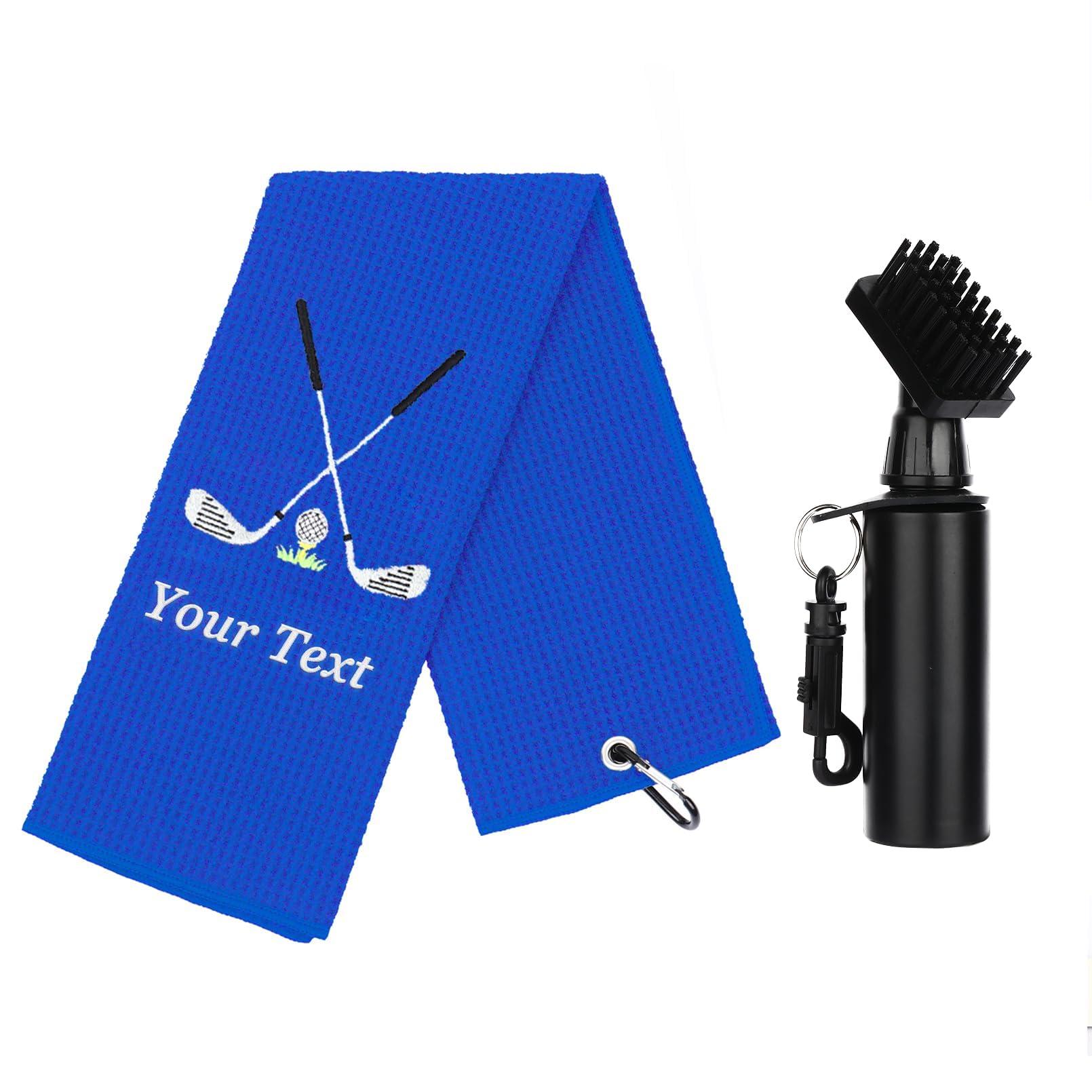 NGTSFLY Personalised Embroidered Golf Towels Funny Golf Towel Gifts for Men Women Blue Golf Ball Towel for Golf Bag with Clip Golf Waffle Weave