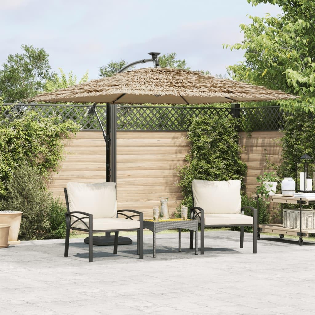 Ombrellone da giardino, marrone, 246 x 246 x 230 cm | Poliestere resistente, palo in acciaio, meccanismo a manovella, resistente al vento