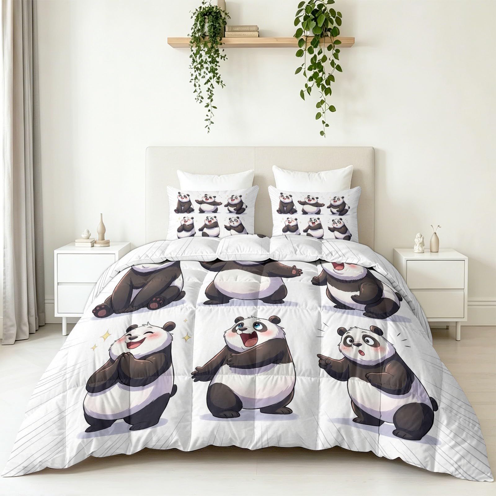 Comic Animals zestaw poszewek na kołdrę super king-size, 260 x 220 cm, zestaw pościeli 7,5 Tog, z 2 poszewkami na poduszki, dla dzieci, chłopców, dziewcząt, miękka, dwustronna, czarno-biała