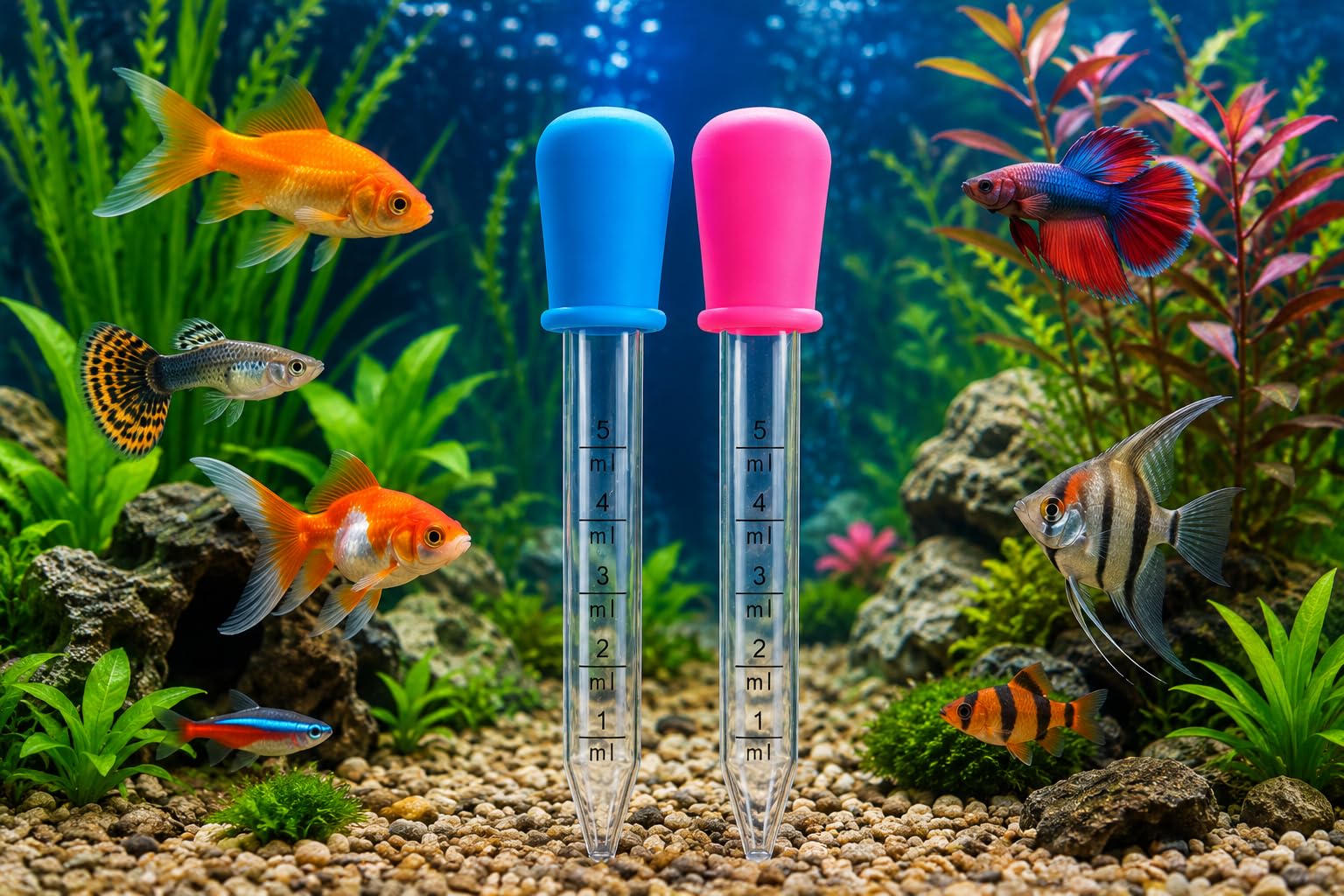 Aquarium Feeding Dropper 5ml with Measurement (2 PCS) | Precision Fish Food Feeder for Artemia, Dried Bloodworms, Fertilizer Dosing | Silicone Bulb Pipette for Betta, Guppy Fry & Ornamental Fish-image-36