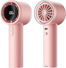 SWEETFULL High Speed Portable Personal Fan 1-100Speed 3600mAH Battery Rechargeable Turbo Fan Digital Display Gifts for Men Women Pink
