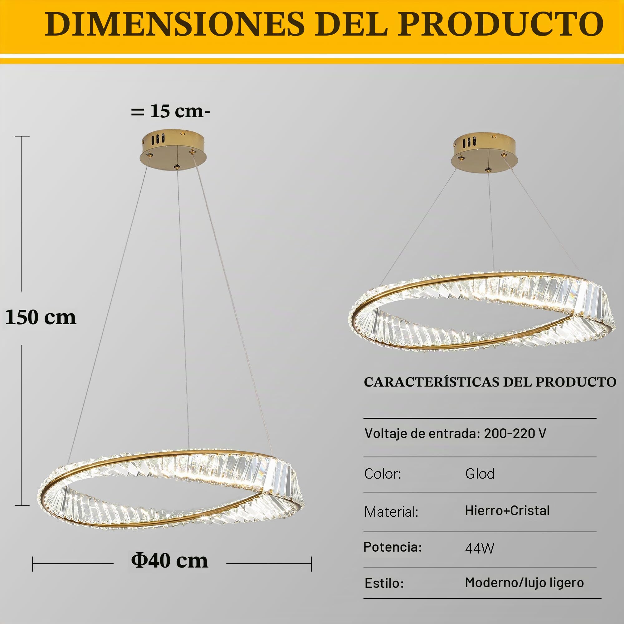 Lamparas De Comedor Modernas,Oro Anillos Irregulares LáMpara Colgante Redonda,IluminacióN De ArañA De Cristal Moderna Regulable Para Sala De Estar Comedor Cocina Dormitorio D40Cm/15,7 In