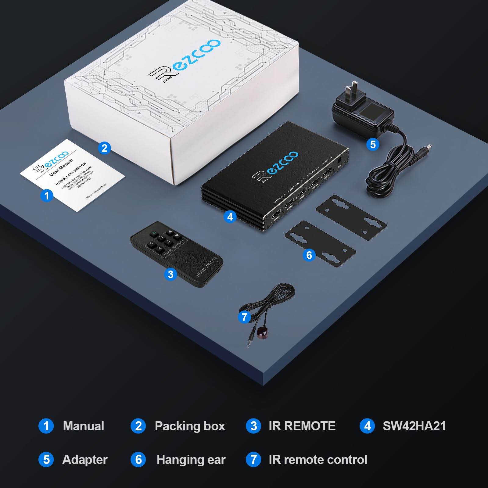 4K 120Hz HDMI 2.1 Switch 4x1 Audio Extractor VRR ALLM HDCP2.3 ARC HDR10+ CEC Optical SPDIF Optical and 3.5mm AUX Audio out,HDMI Auto Switch 4 IN 1OUT IR Remote Dolby Digital EDID for PS5 Xbox NVIDIA