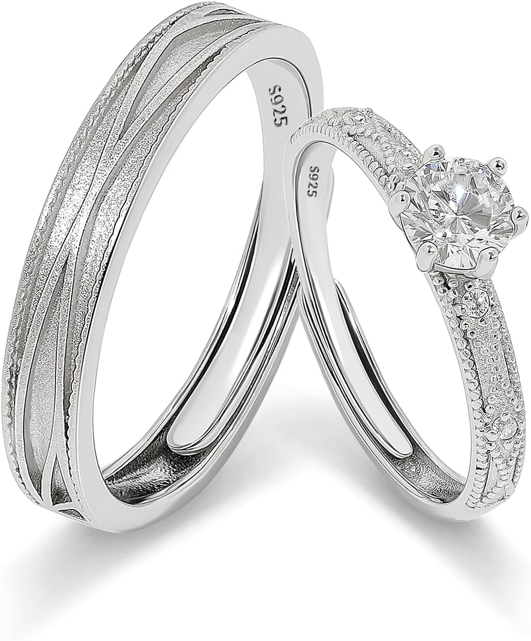 Meissa 0.5CT Engagement Rings for Women Men Wedding Bands Couple Rings Set Promise Anniversary Rings Valentines's Day Jewelry Gifts, Set of Two Rings
