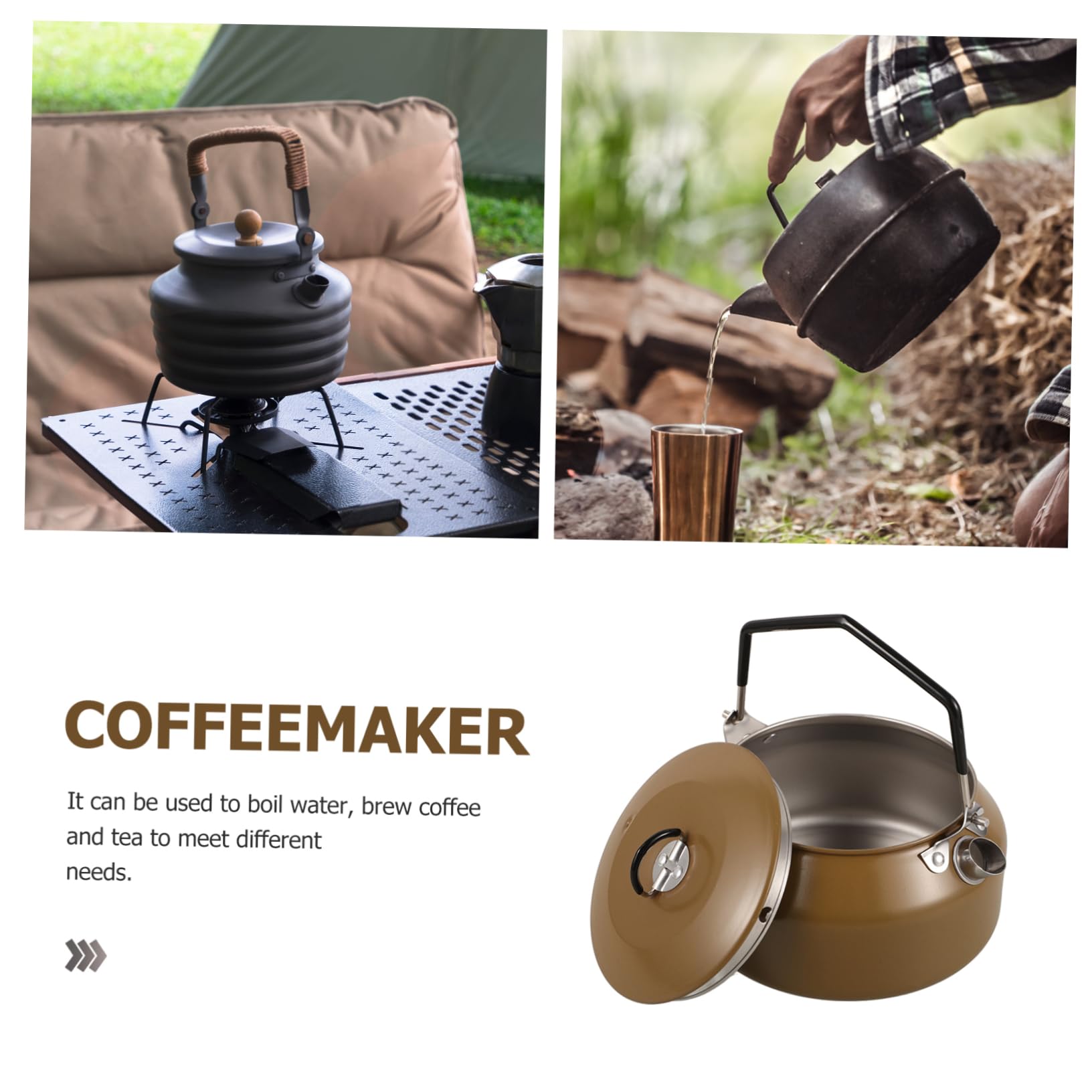 Bouilloire Camping Acier Inoxydable 1l Bouilloire de Camping Portable et Légère et Randonnée Chauffe Rapide