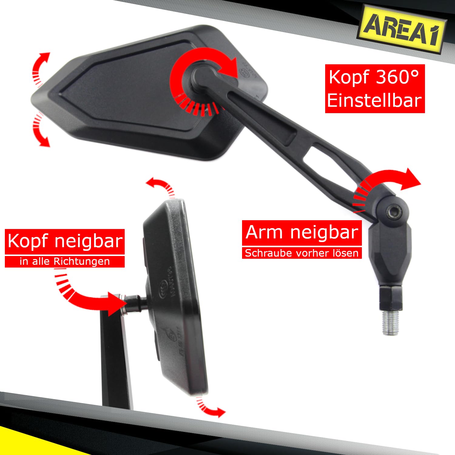 Area1 Rückspiegel Set Für Buell XB12S Lightning - E-geprüft Motorrad Spiegel