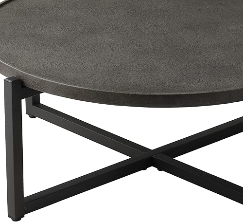 Miniatura 5 de Mesa auxiliar redonda, mesa auxiliar moderna con base en forma de X, mesa auxiliar grande para jardín, sala de estar, dormitorio