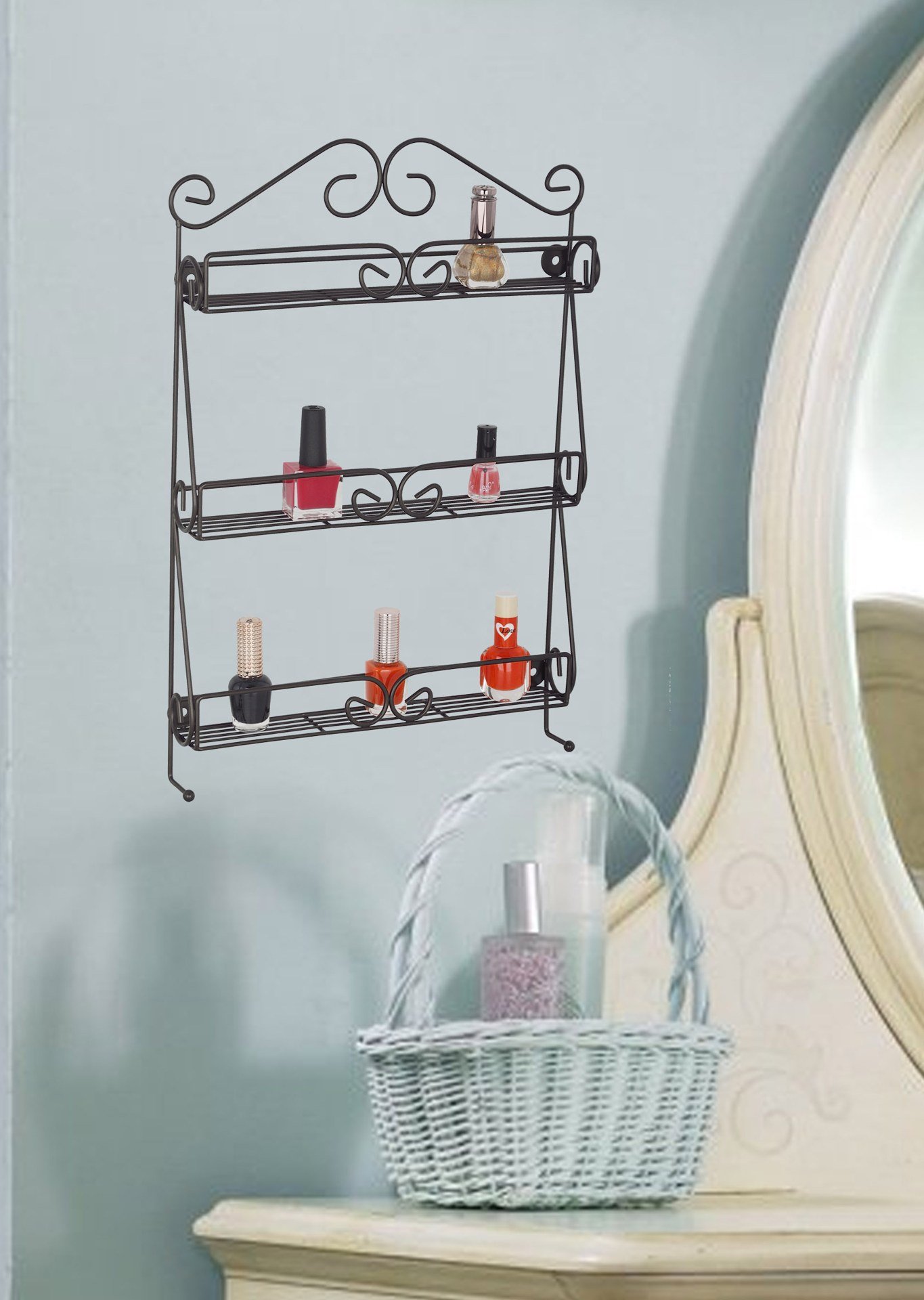 UNIWARE 19005 Professional Bronze Metal Nail Polish Mountable 3 Tier Organizer Display Rack