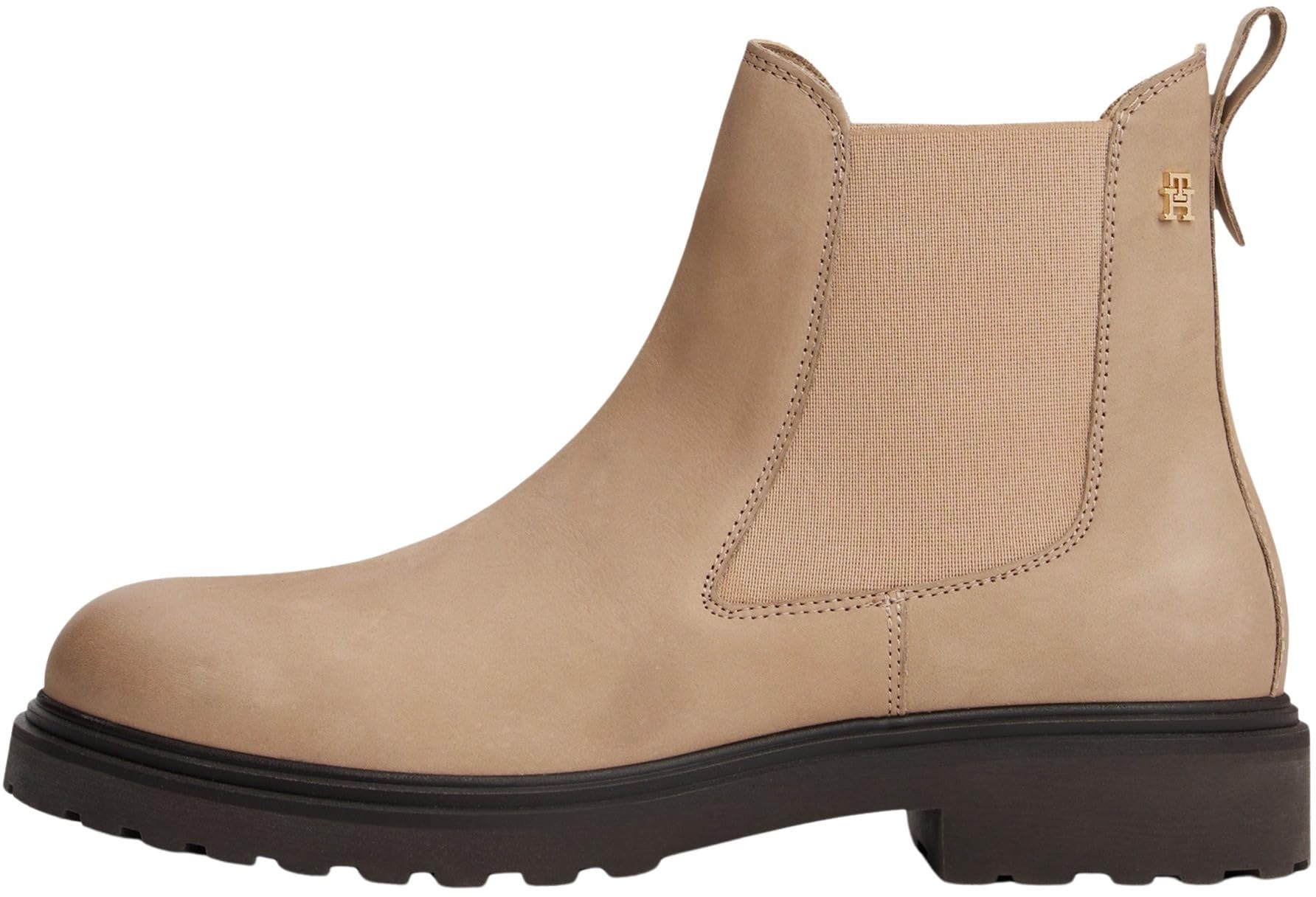 Tommy Hilfiger Women's Cleated Nubuck Leather Chelsea Boots, Beige (Coastal Taupe), 3.5