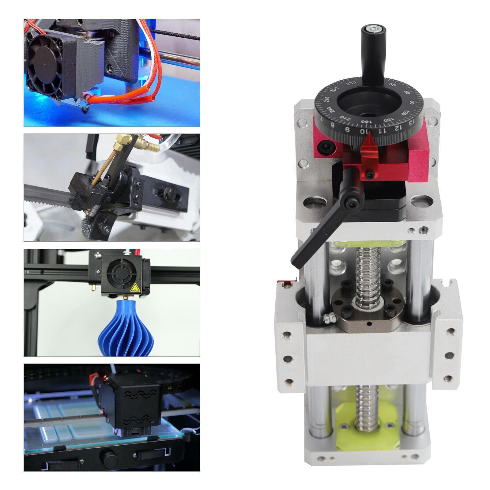 BFDIEEM Linear Stage Actuator 100mm Ballscrew 1605 Double Optical Axis Linear Rail Guide Manual Slide Stage C7 with Ruler for CNC Z-axis