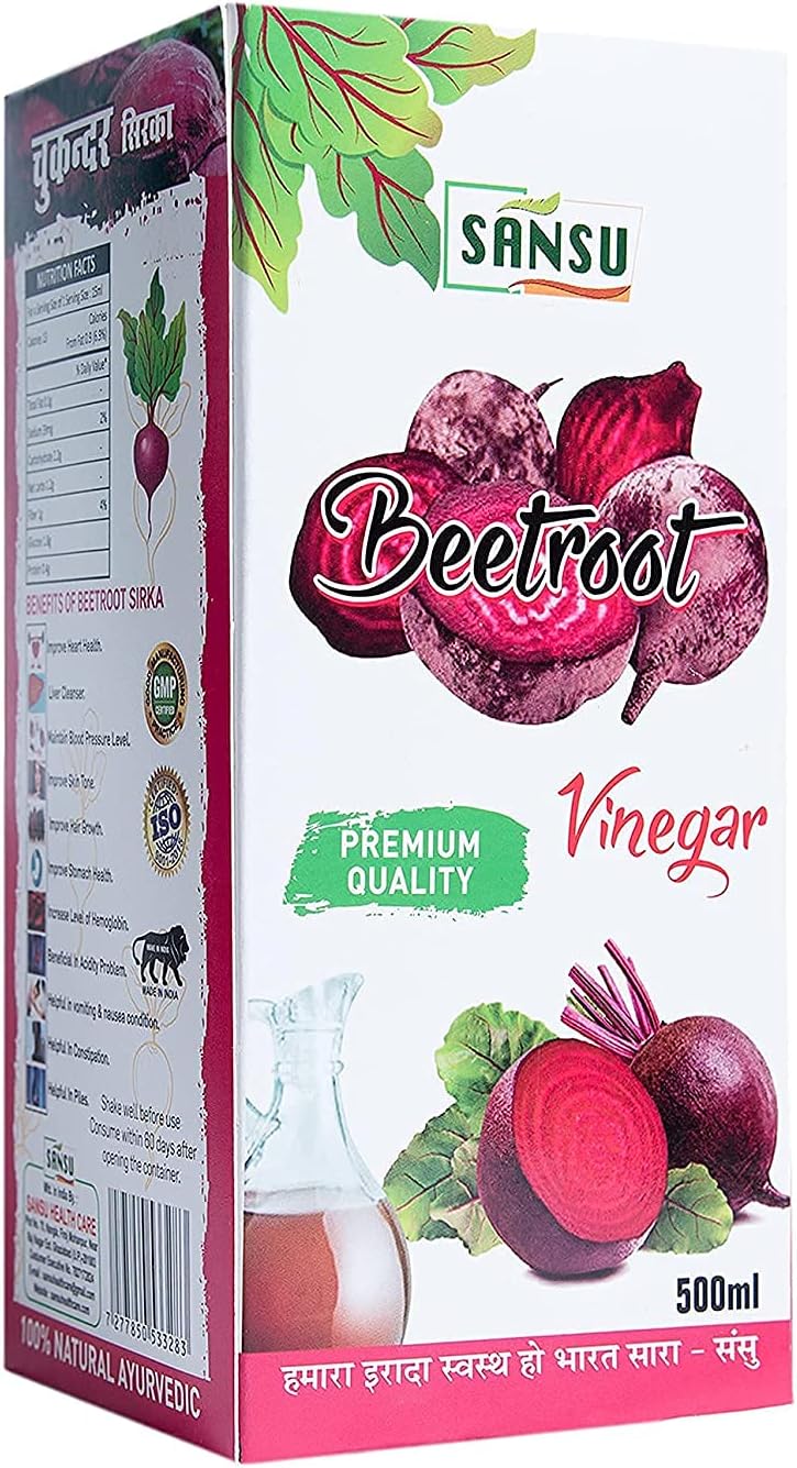 SANSU Beet Root Vinegar | Improves Heart Health | Increase Level of Hemoglobin | Improve Hair Growth(500) ml Pack of 2