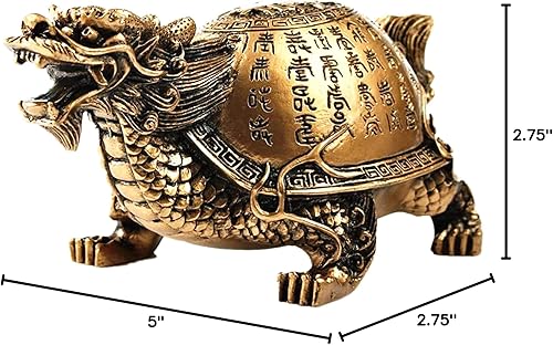 Miniatura 7 de Betterdecor Estatua de tortuga de dragón de Feng Shui Longevity para decoración de oficina en casa - 5 pulgadas de largo