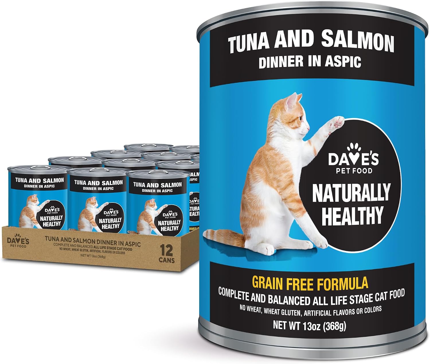 Alimento húmedo para gato Dave's sabor atún y salmón 13 oz 12 pack