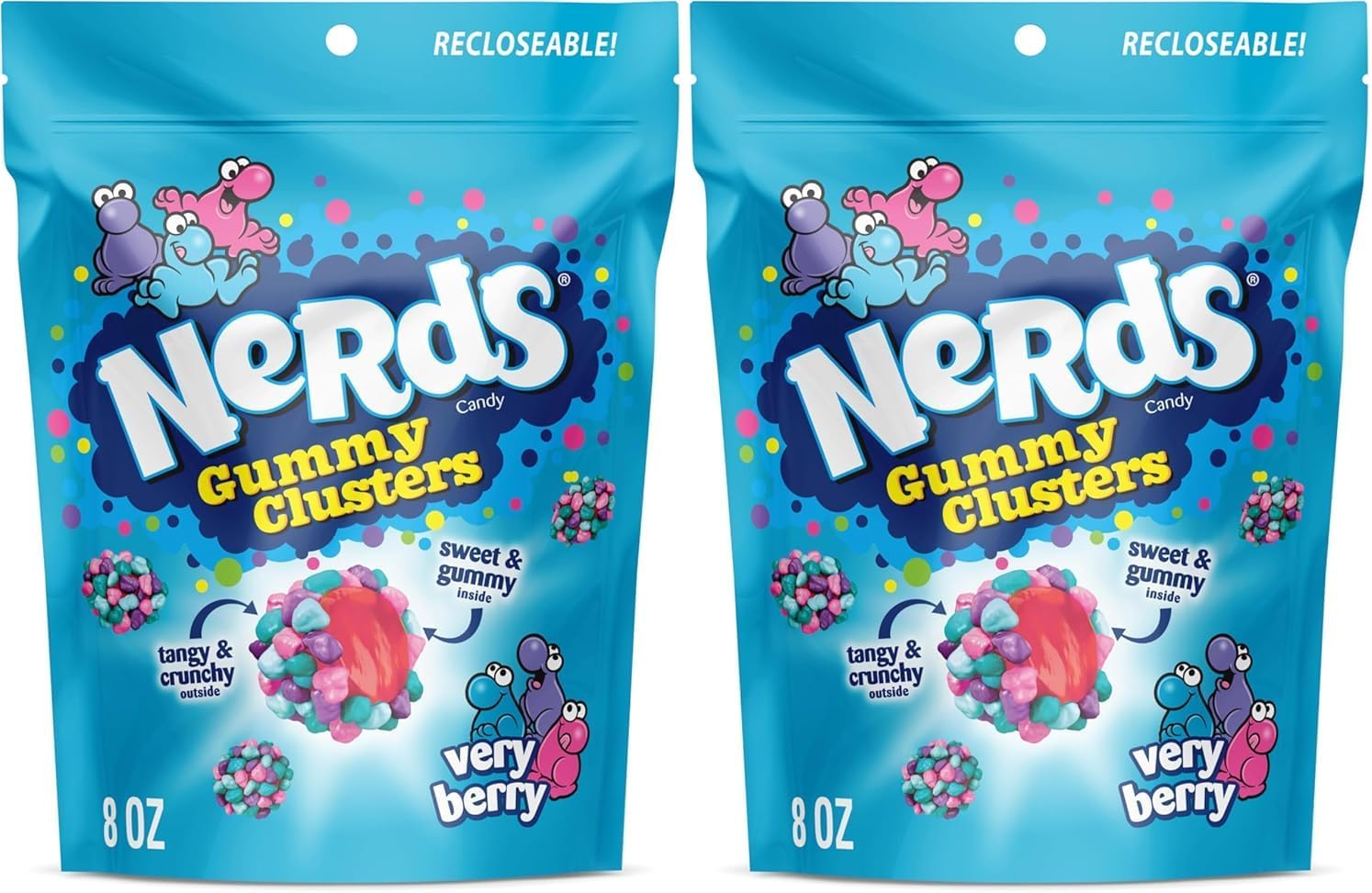 NERDS Gummy Clusters Candy 8oz bag (Pack of 2)