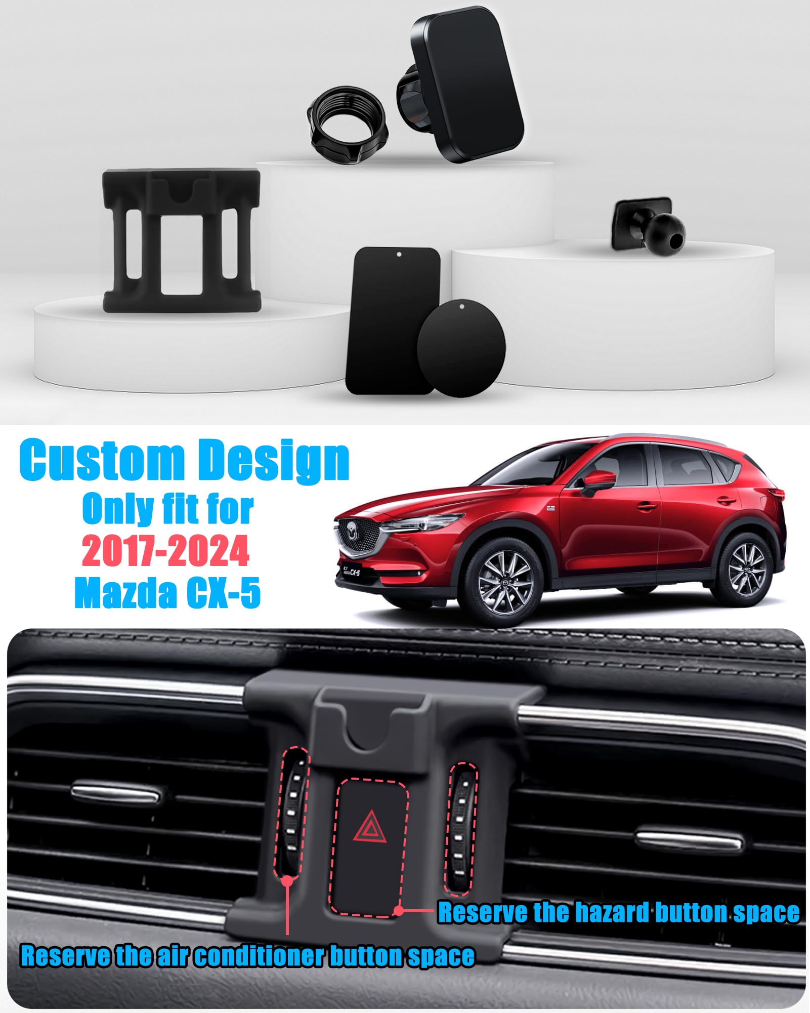 Samochodowy uchwyt na telefon, uchwyt na telefon wentylacyjny, uchwyt samochodowy do Mazda CX5 2017-2022, magnetyczny uchwyt nawigacyjny do wszystkich smartfonów
